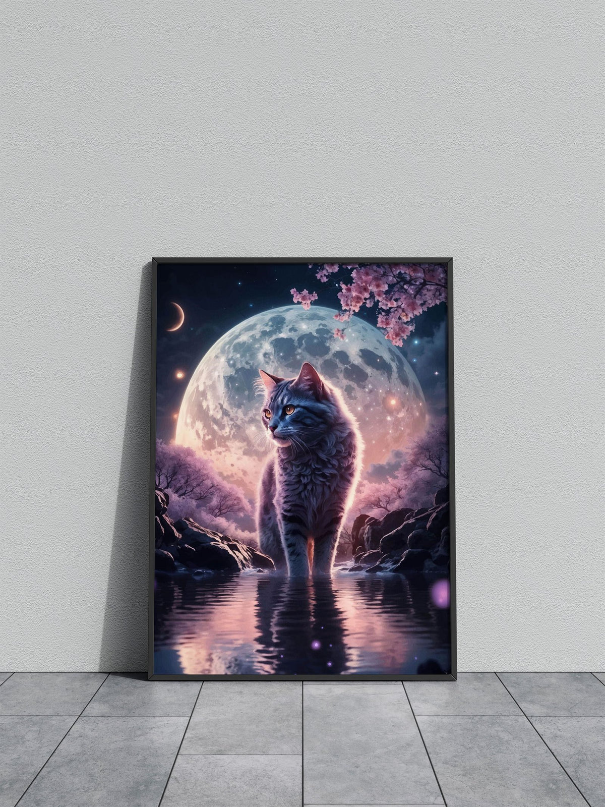 Cat Cherry Blossom Japan Asian Style Poster | Wall Art for Home & Office | High-Quality Print - High-quality vinyl 