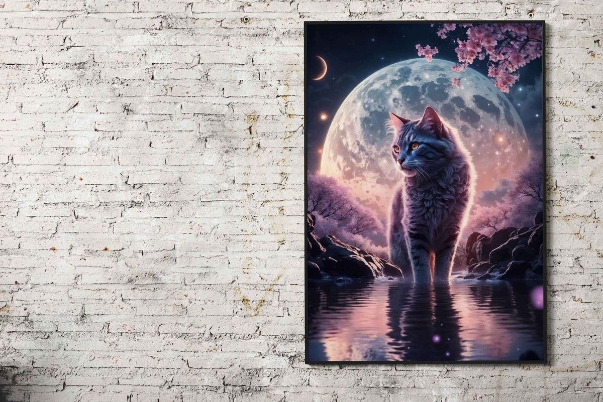 Cat Cherry Blossom Japan Asian Style Poster | Wall Art for Home & Office | High-Quality Print - High-quality vinyl 