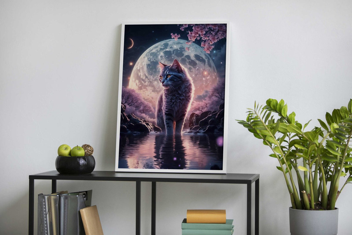 Cat Cherry Blossom Japan Asian Style Poster | Wall Art for Home & Office | High-Quality Print - High-quality vinyl 