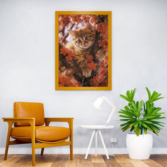 Cat Cherry Blossom Asian Style Poster | Wall Art for Home & Office | High-Quality Print - High-quality vinyl skin w
