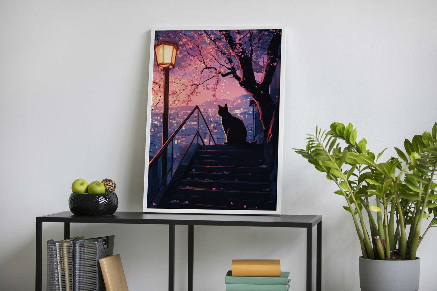 Cat Cherry Blossoms Tree Asian Style Poster | Wall Art for Home & Office | High-Quality Print