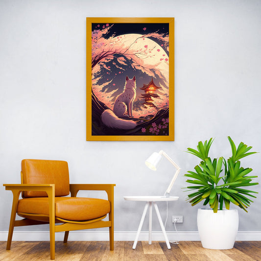 Cat Cherry Blossoms Asian Style Poster | Wall Art for Home & Office | High-Quality Print - High-quality vinyl skin 