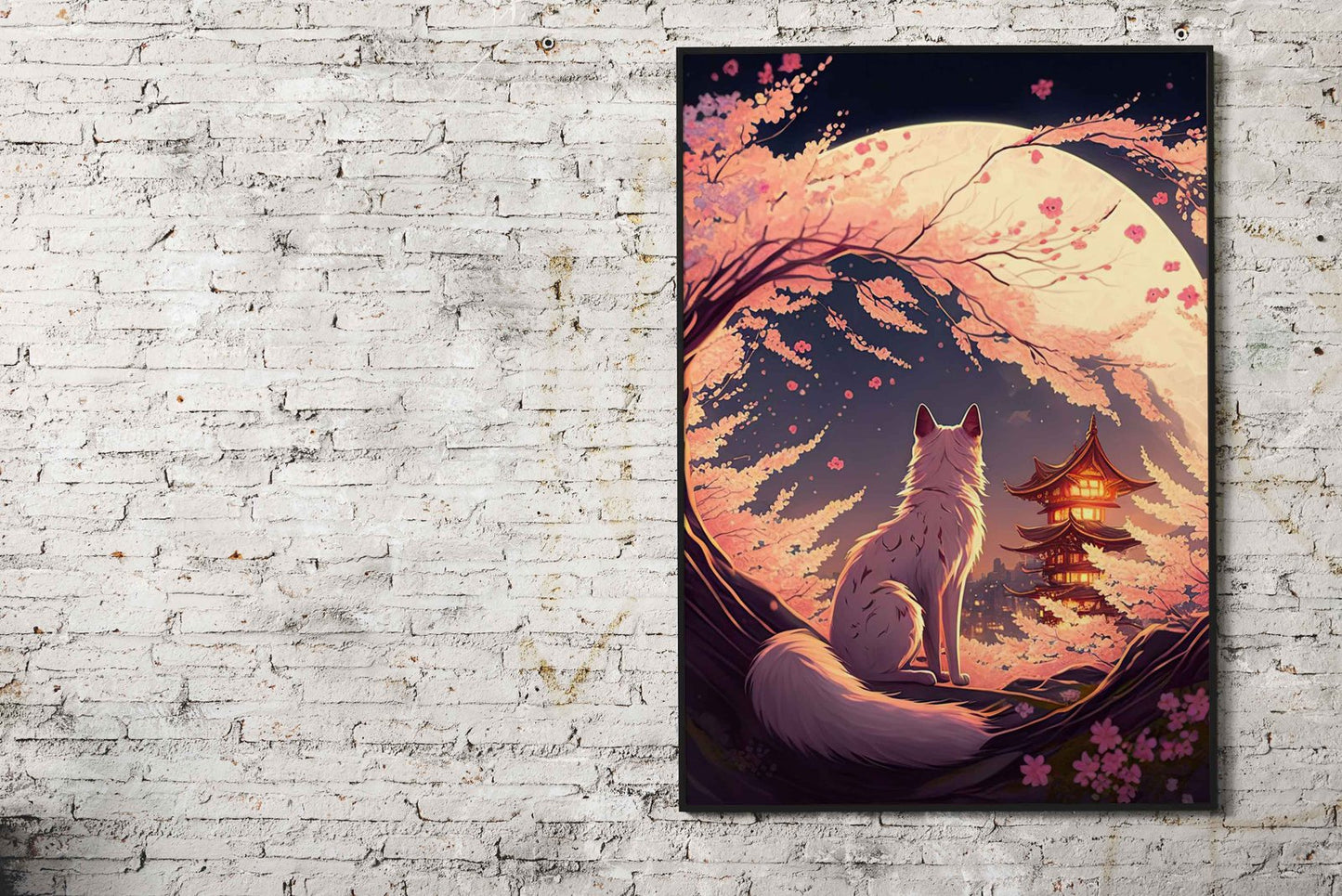 Cat Cherry Blossoms Asian Style Poster | Wall Art for Home & Office | High-Quality Print