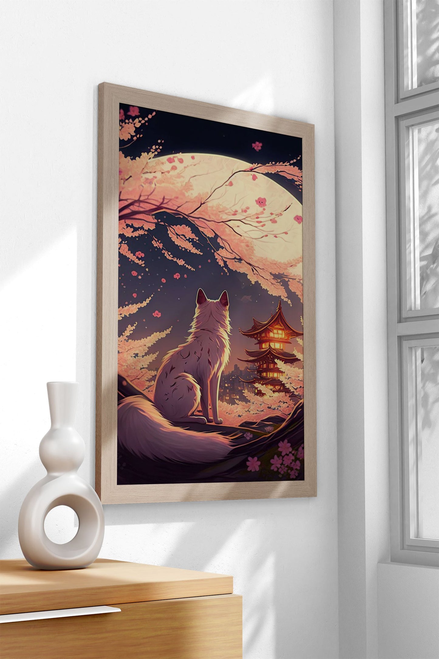 Cat Cherry Blossoms Asian Style Poster | Wall Art for Home & Office | High-Quality Print
