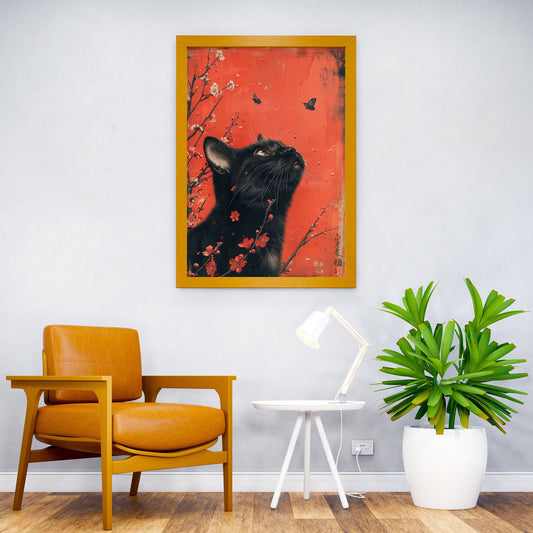Cat Cherry Blossum Japan Asian Style Poster | Wall Art for Home & Office | High-Quality Print - High-quality vinyl 