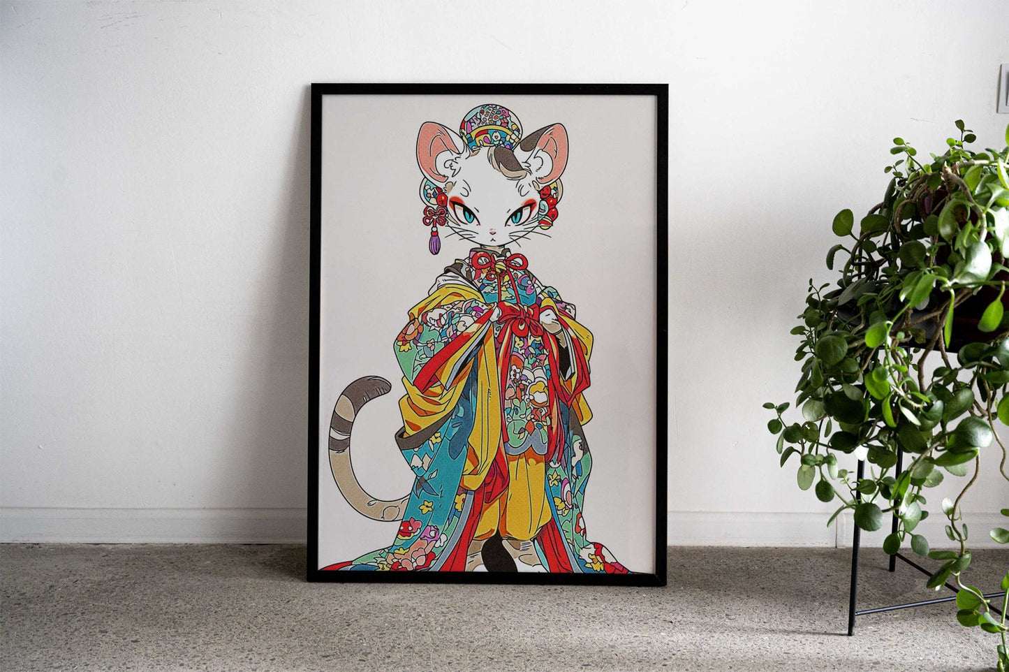 Cat Geisha Asian Style Poster | Wall Art for Home & Office | High-Quality Print - High-quality vinyl skin wrap deca