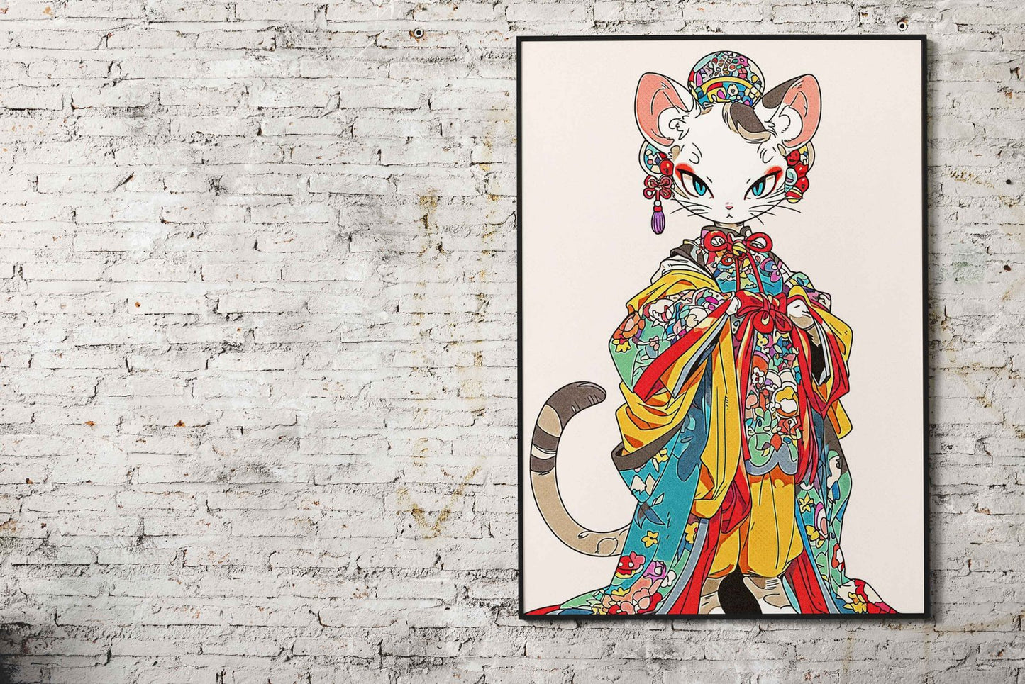 Cat Geisha Asian Style Poster | Wall Art for Home & Office | High-Quality Print - High-quality vinyl skin wrap deca
