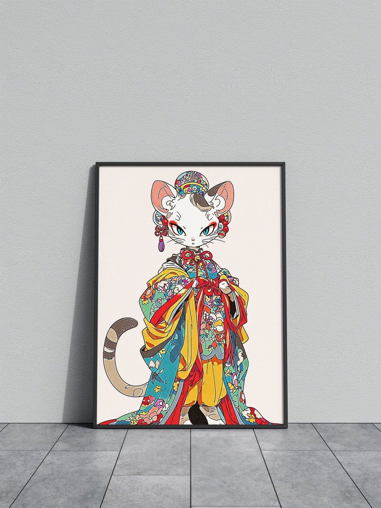 Cat Geisha Asian Style Poster | Wall Art for Home & Office | High-Quality Print - High-quality vinyl skin wrap deca