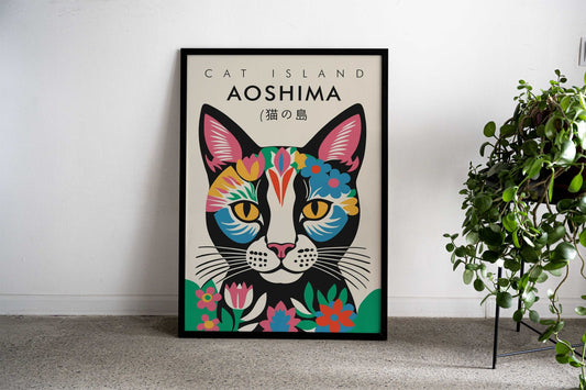 Cat Island Aoshima Asian Style Poster | Wall Art for Home & Office | High-Quality Print - High-quality vinyl skin w