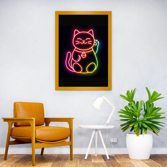 Cat Light Neon Japan Asian Style Poster | Wall Art for Home & Office | High-Quality Print - High-quality vinyl skin