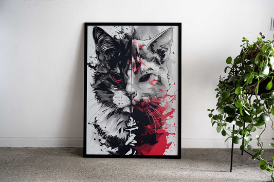 Cat Neko Asian Style Poster | Wall Art for Home & Office | High-Quality Print - High-quality vinyl skin wrap decal 