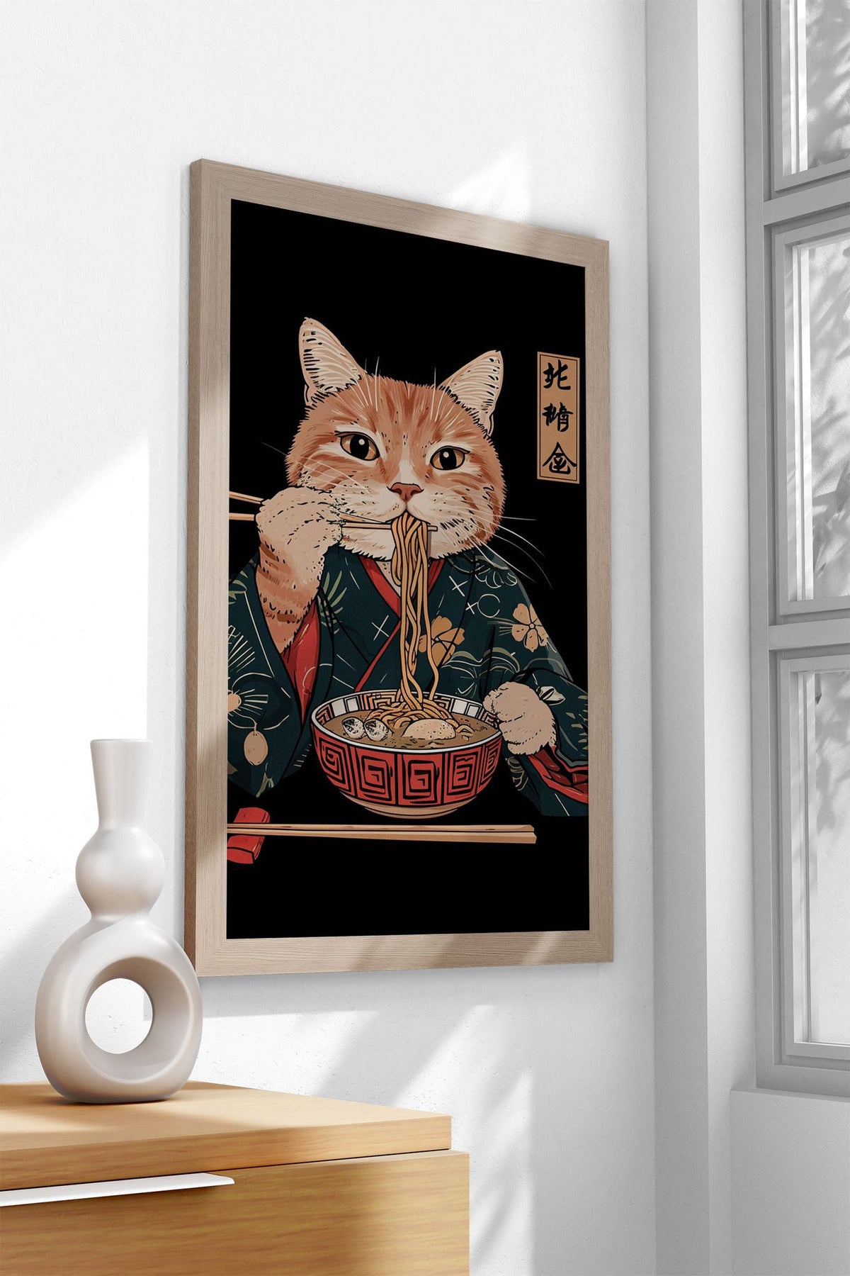 Cat Ramen Japanese Cute Asian Style Poster | Wall Art for Home & Office | High-Quality Print - High-quality vinyl s