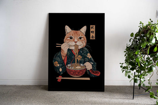 Cat Ramen Japanese Cute Asian Style Poster | Wall Art for Home & Office | High-Quality Print - High-quality vinyl s