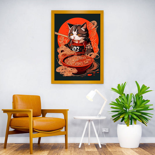 Cat Ramen Asian Style Poster | Wall Art for Home & Office | High-Quality Print - High-quality vinyl skin wrap decal