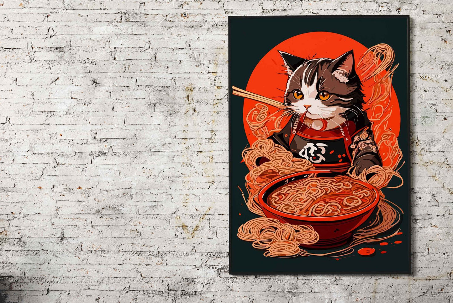 Cat Ramen Asian Style Poster | Wall Art for Home & Office | High-Quality Print