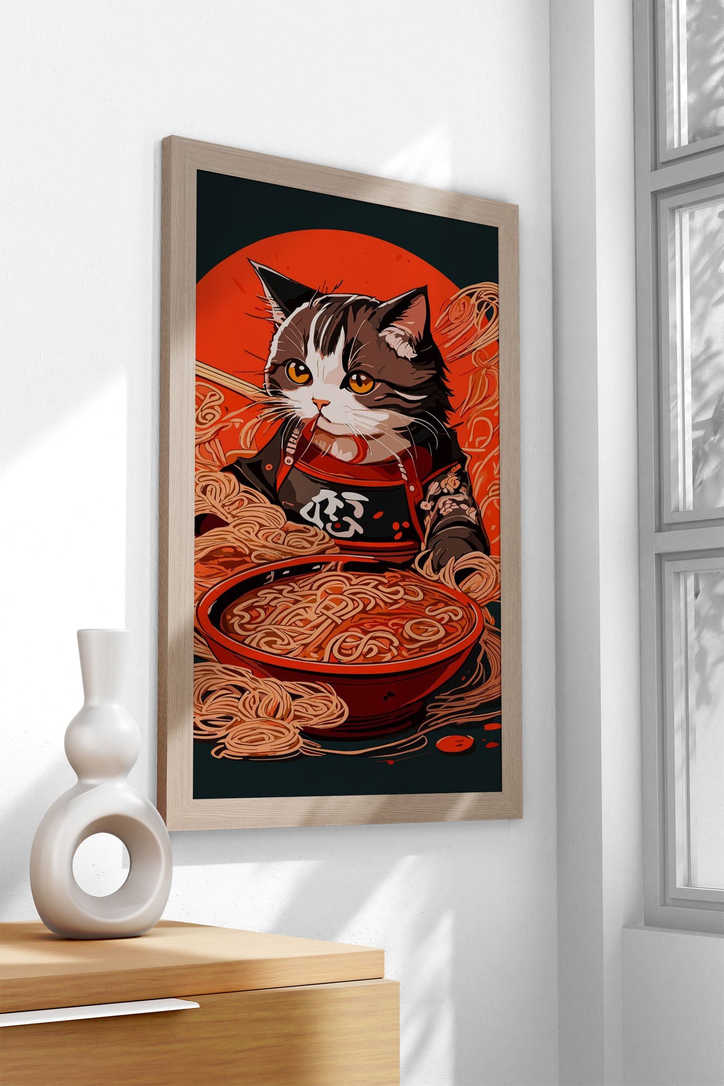 Cat Ramen Asian Style Poster | Wall Art for Home & Office | High-Quality Print