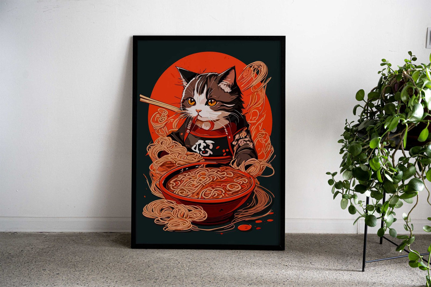 Cat Ramen Asian Style Poster | Wall Art for Home & Office | High-Quality Print