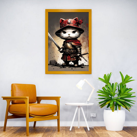 Cat Samurai Japan Asian Style Poster | Wall Art for Home & Office | High-Quality Print - High-quality vinyl skin wr
