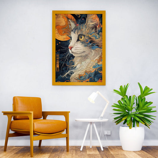 Cat Samurai Warrior Japan Asian Style Poster | Wall Art for Home & Office | High-Quality Print - High-quality vinyl