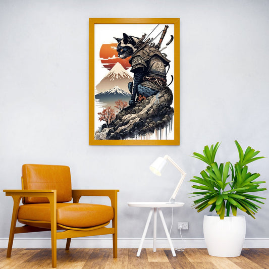 Cat Samurai Warrior Asian Style Poster | Wall Art for Home & Office | High-Quality Print - High-quality vinyl skin 