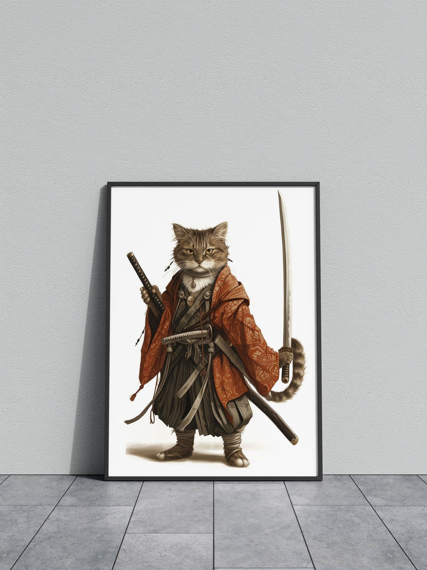 Cat Samurai Asian Style Poster | Wall Art for Home & Office | High-Quality Print - High-quality vinyl skin wrap dec
