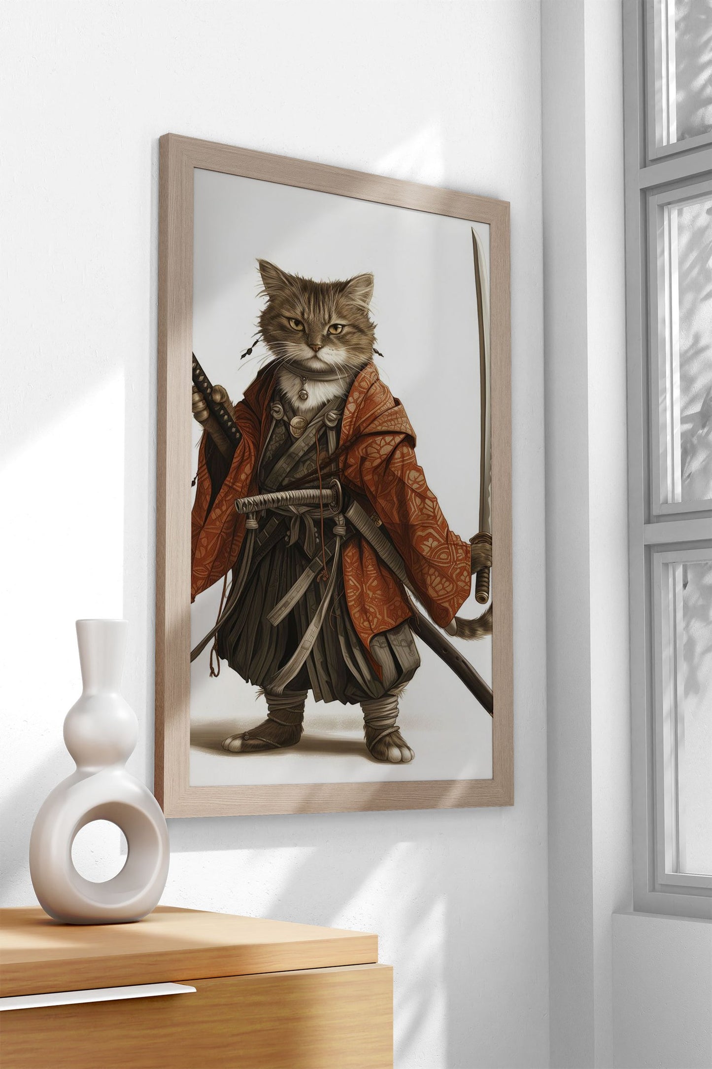 Cat Samurai Asian Style Poster | Wall Art for Home & Office | High-Quality Print - High-quality vinyl skin wrap dec