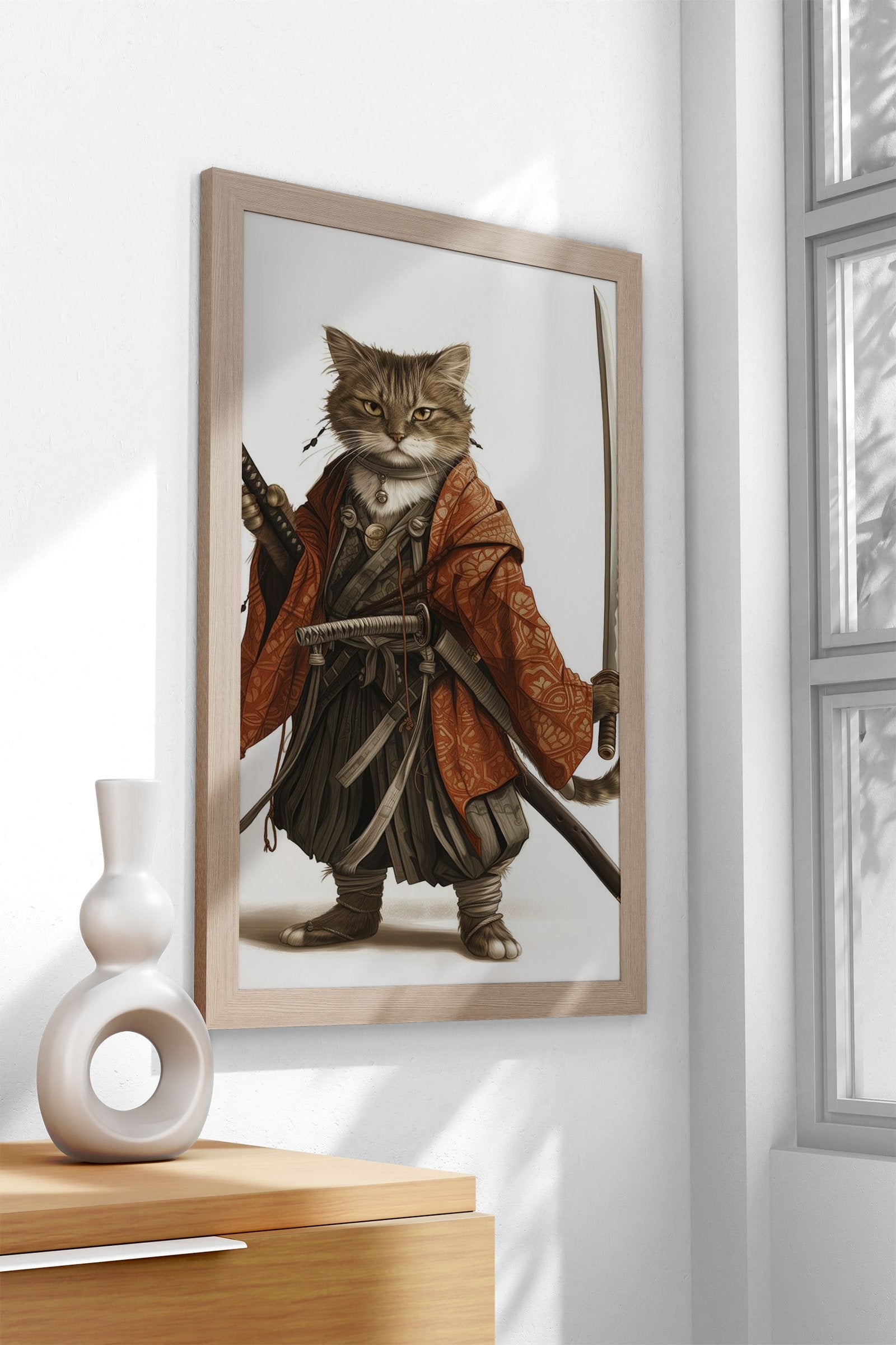 Cat Samurai Asian Style Poster | Wall Art for Home & Office | High-Quality Print - High-quality vinyl skin wrap dec