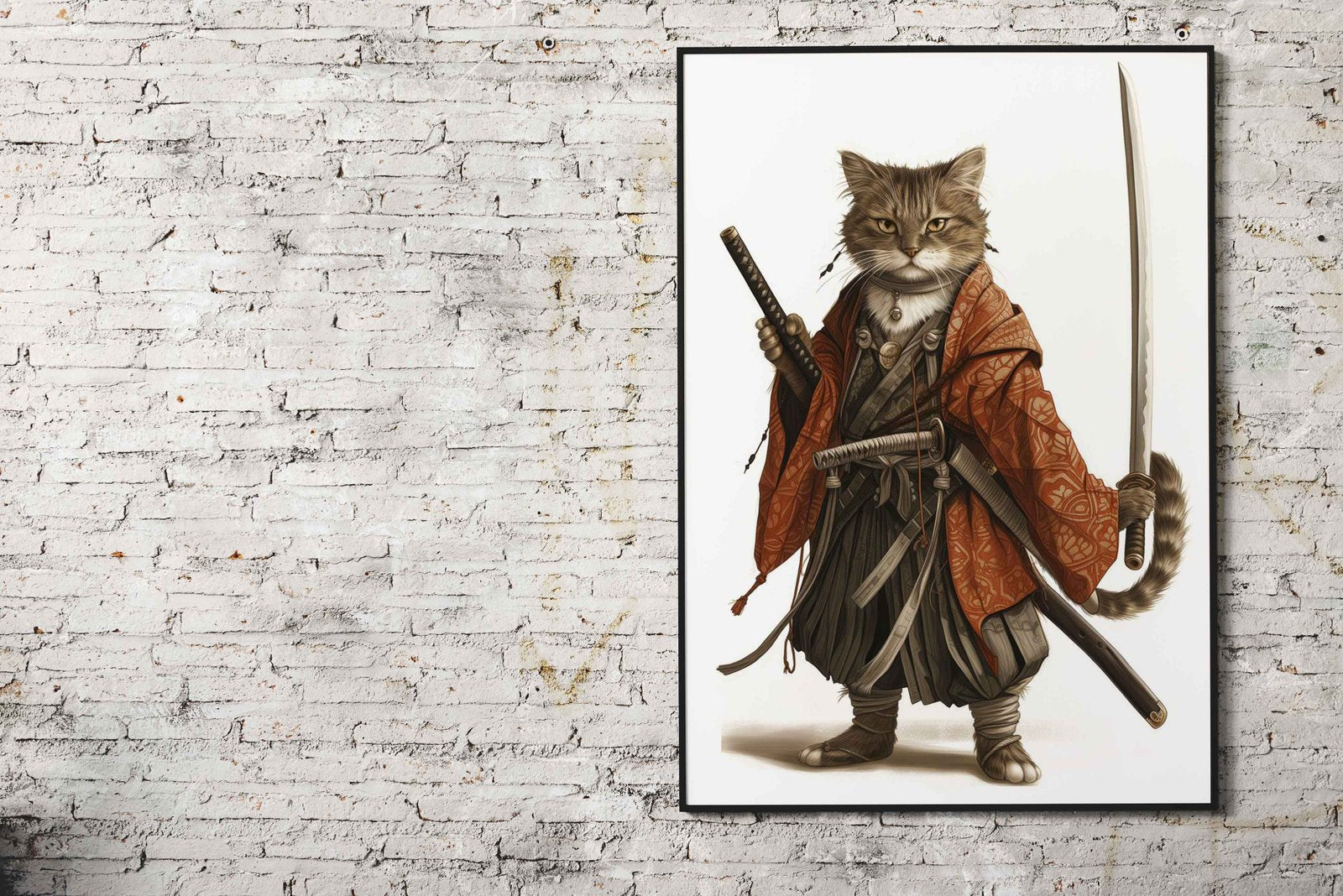 Cat Samurai Asian Style Poster | Wall Art for Home & Office | High-Quality Print - High-quality vinyl skin wrap dec