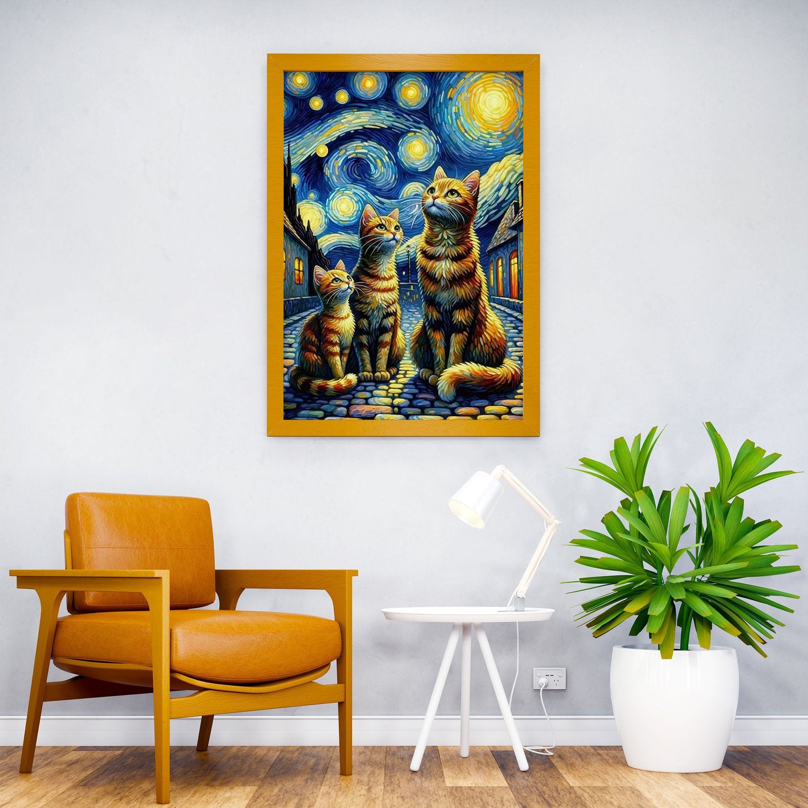 Cat Starry night van gogh Asian Style Poster | Wall Art for Home & Office | High-Quality Print - High-quality vinyl