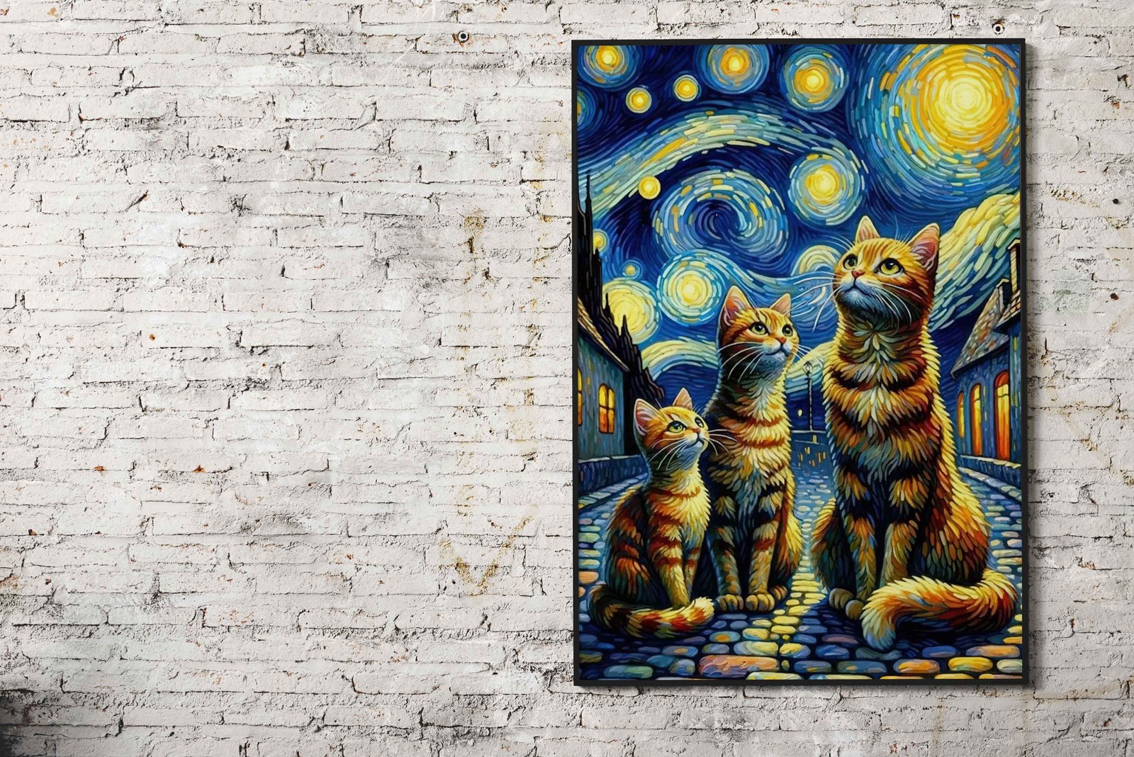 Cat Starry night van gogh Asian Style Poster | Wall Art for Home & Office | High-Quality Print - High-quality vinyl