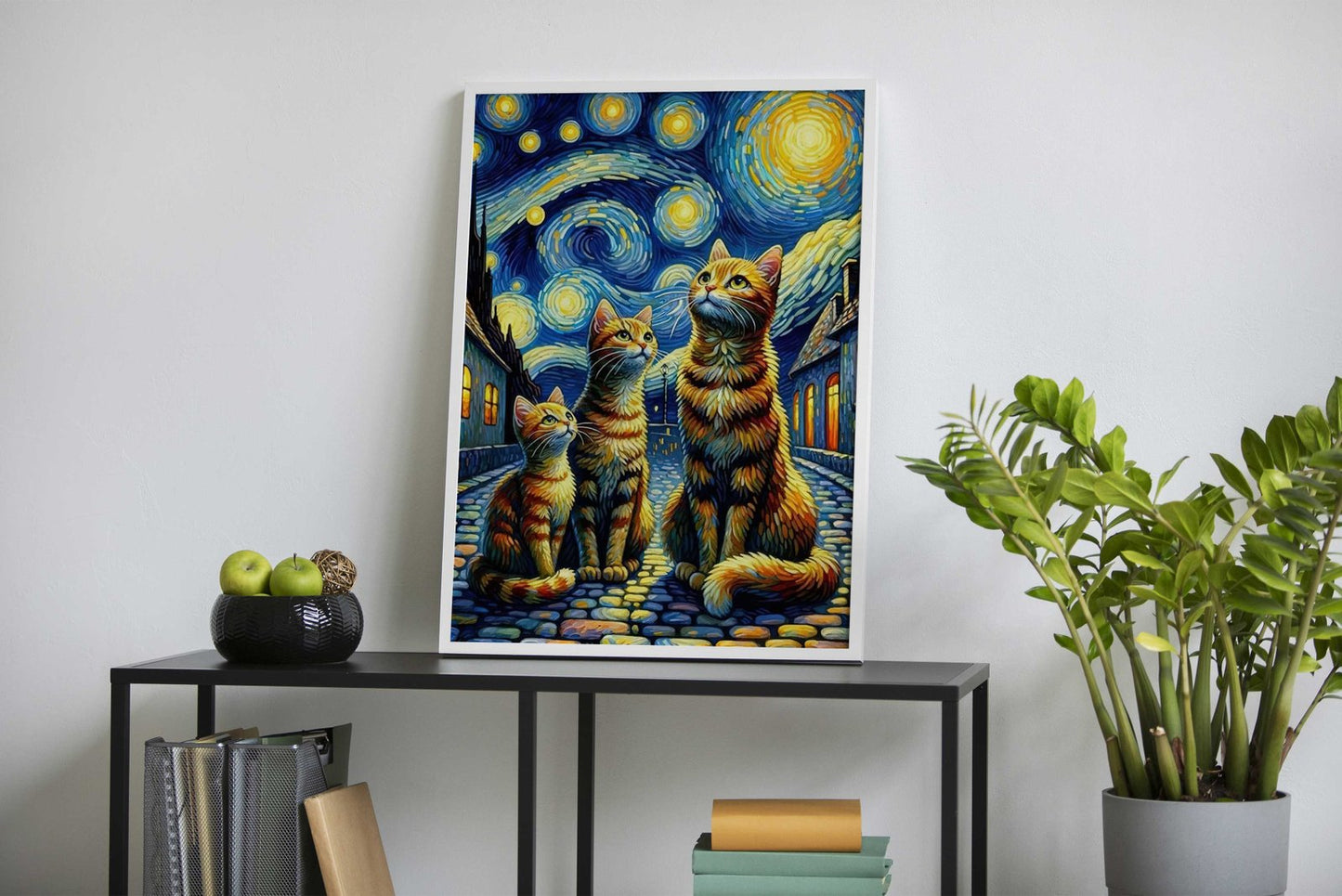 Cat Starry night van gogh Asian Style Poster | Wall Art for Home & Office | High-Quality Print - High-quality vinyl