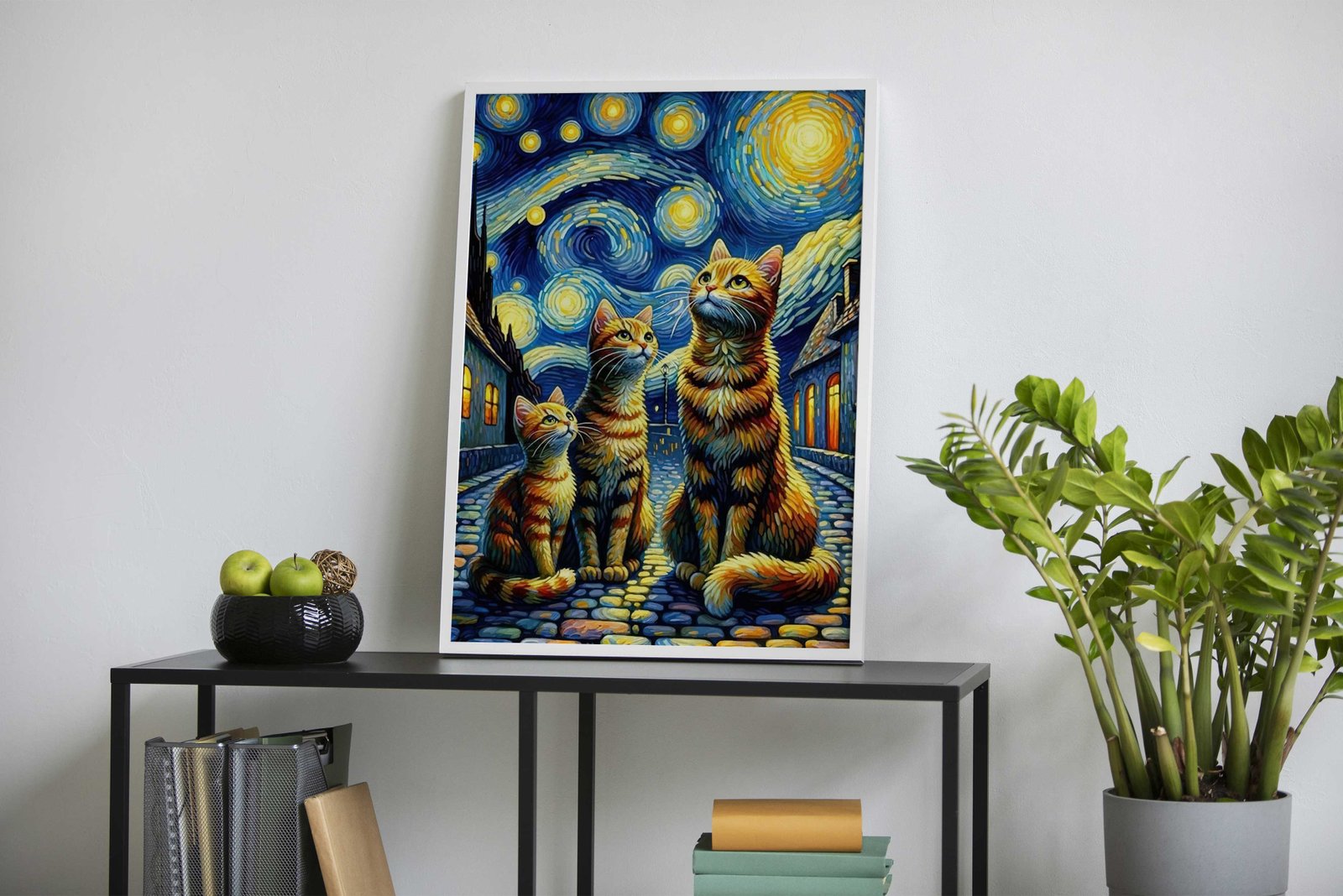 Cat Starry night van gogh Asian Style Poster | Wall Art for Home & Office | High-Quality Print - High-quality vinyl