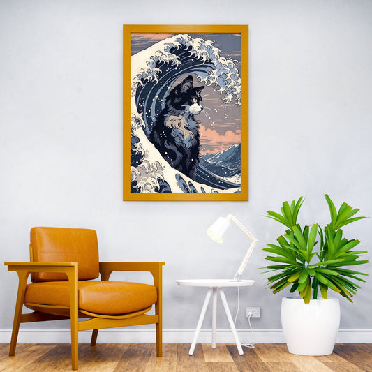 Cat Wave Japanese Asian Style Poster | Wall Art for Home & Office | High-Quality Print - High-quality vinyl skin wr