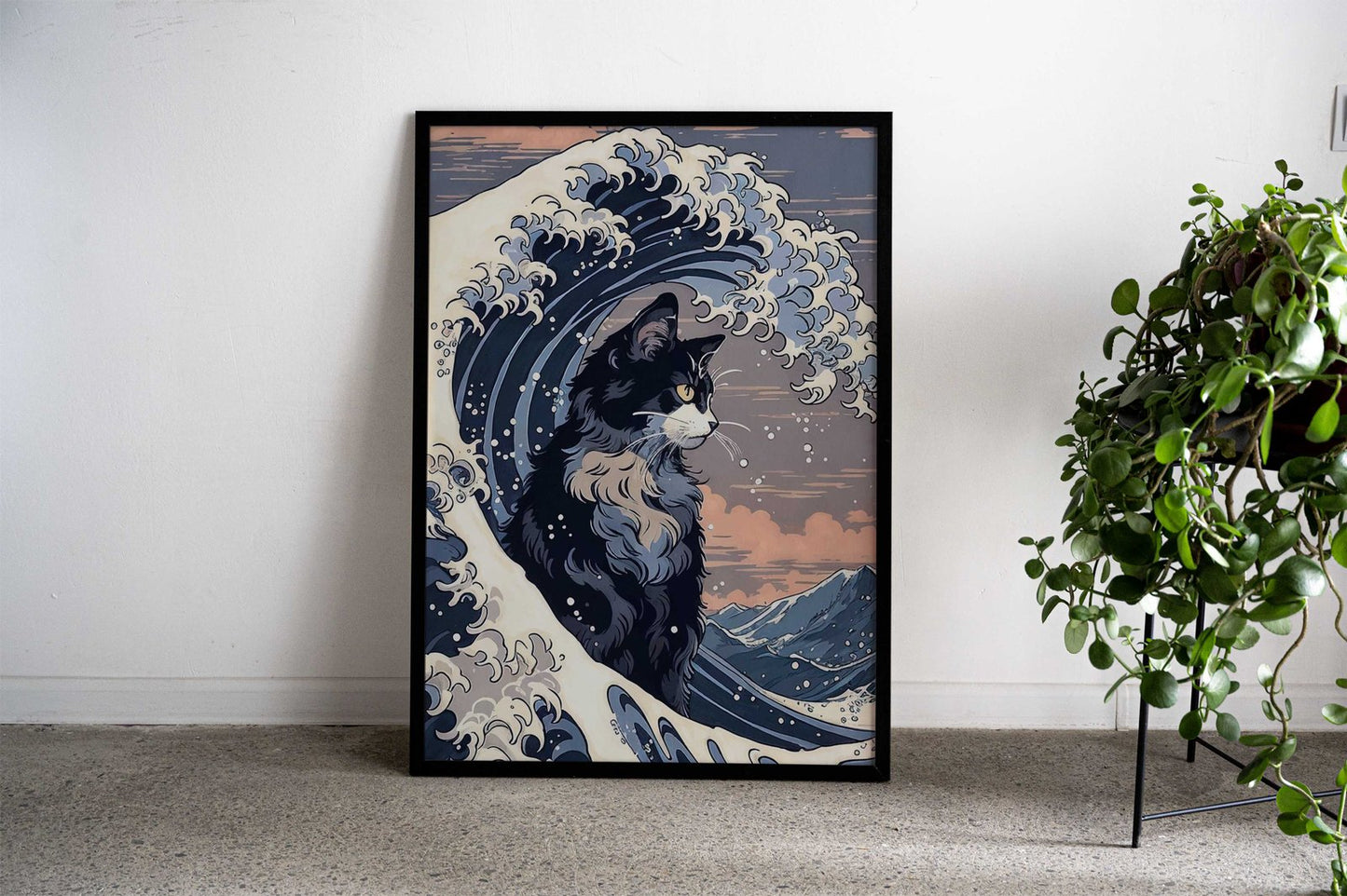 Cat Wave Japanese Asian Style Poster | Wall Art for Home & Office | High-Quality Print
