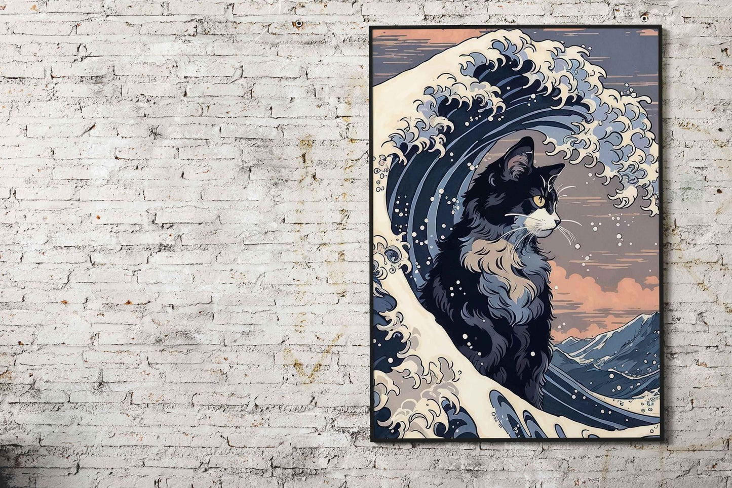 Cat Wave Japanese Asian Style Poster | Wall Art for Home & Office | High-Quality Print