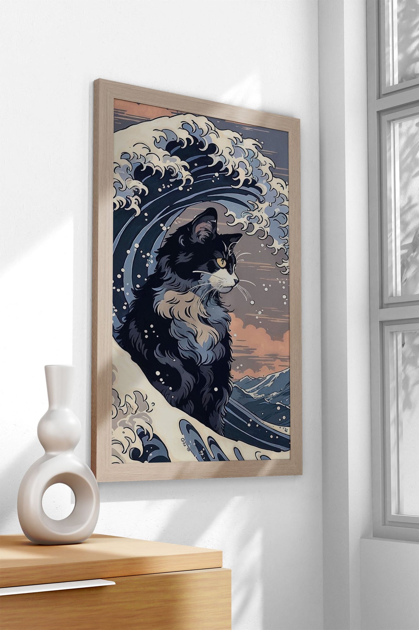 Cat Wave Japanese Asian Style Poster | Wall Art for Home & Office | High-Quality Print