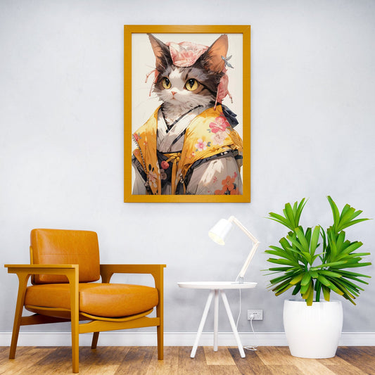 Cat kimono geisha japan Asian Style Poster | Wall Art for Home & Office | High-Quality Print - High-quality vinyl s