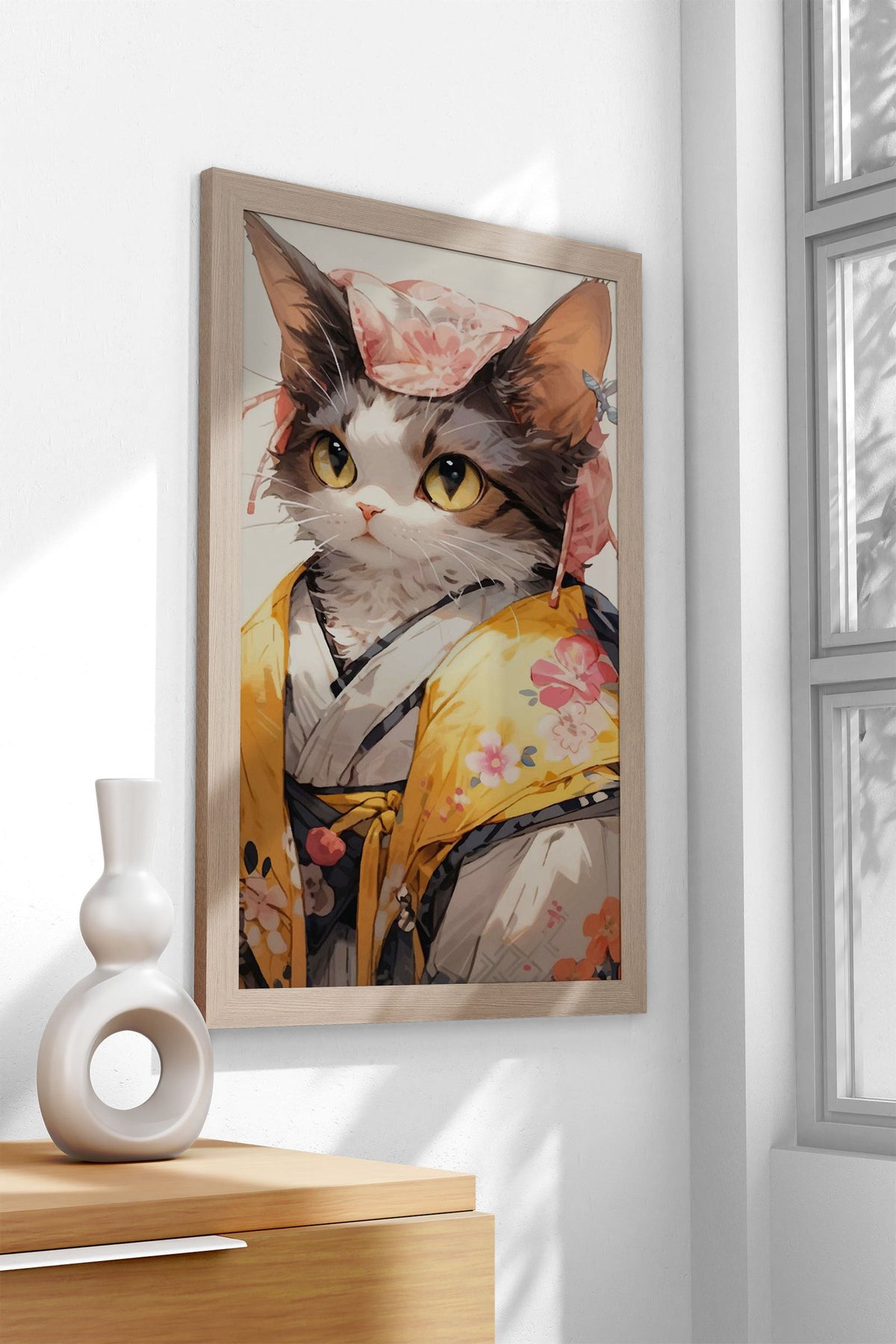 Cat kimono geisha japan Asian Style Poster | Wall Art for Home & Office | High-Quality Print - High-quality vinyl s