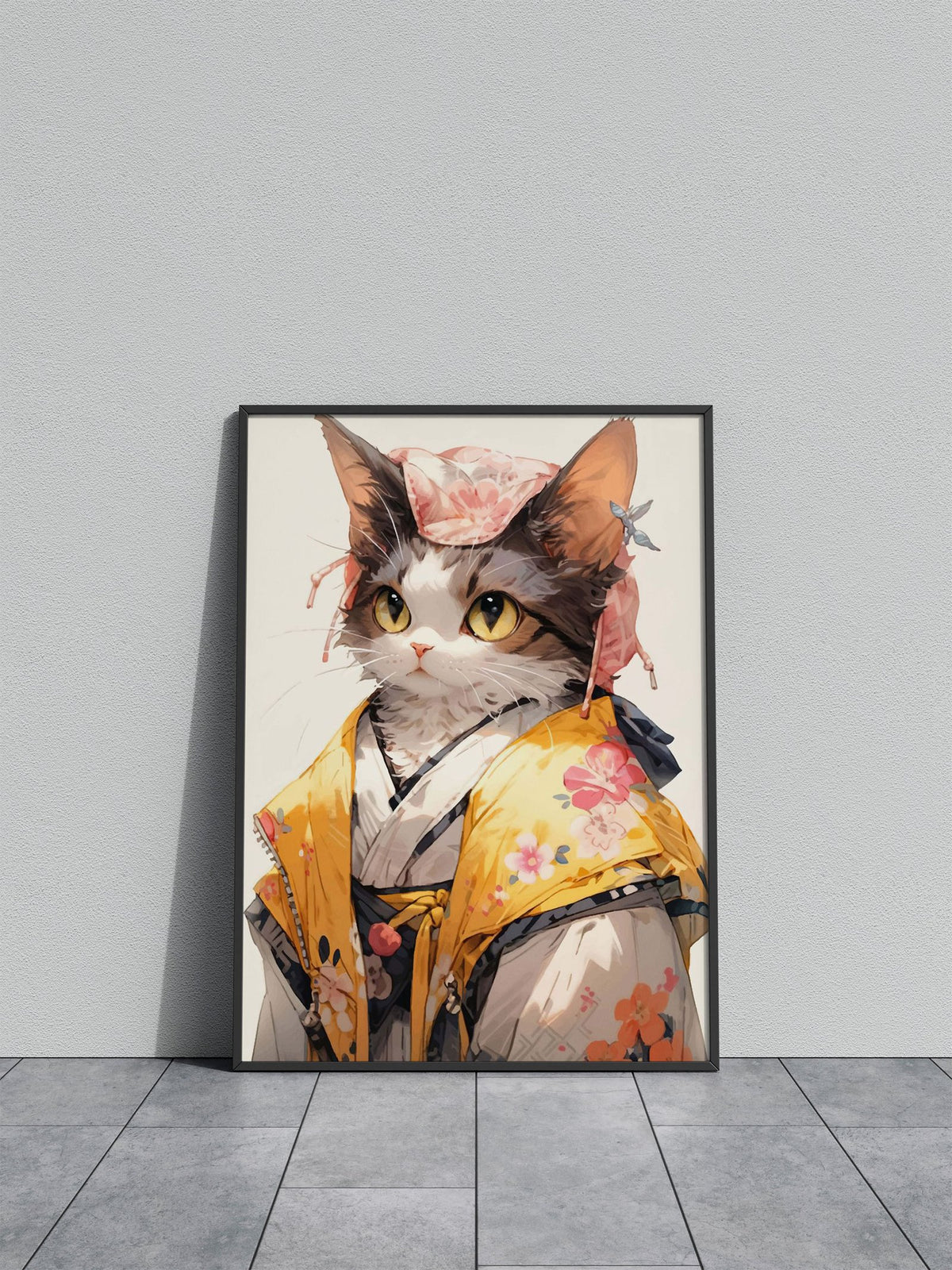Cat kimono geisha japan Asian Style Poster | Wall Art for Home & Office | High-Quality Print - High-quality vinyl s