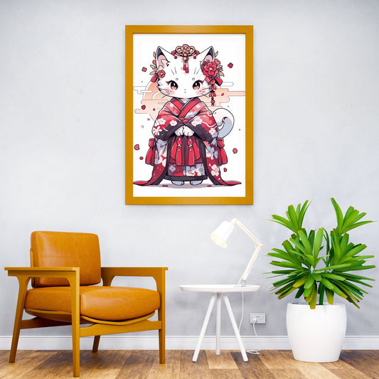 Cat kimono japan Asian Style Poster | Wall Art for Home & Office | High-Quality Print - High-quality vinyl skin wra