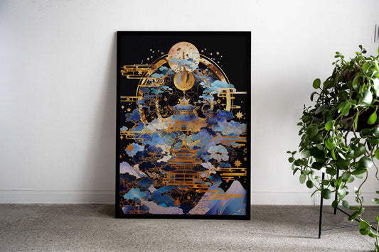 Celestial Temple Asian Style Poster | Wall Art for Home & Office | High-Quality Print - High-Quality Visual Display