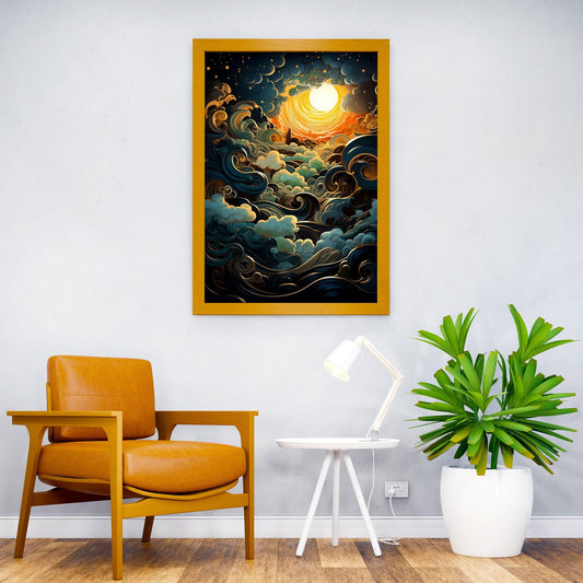 Celestial Waves Canvas Asian Style Poster | Wall Art for Home & Office | High-Quality Print - High-Quality Visual Display
