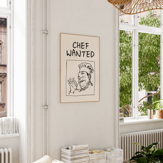 Chef Wanted | Black and Cream | Art Print - High-Quality Premium Wall Art Decor Sticker