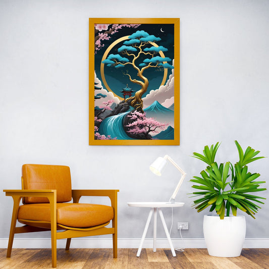 Cherry Blossom Bonsai Tree Asian Style Poster | Wall Art for Home & Office | High-Quality Print - High-Quality Visual Display
