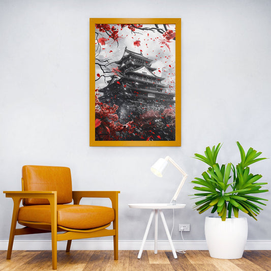 Cherry Blossom Castle Asian Style Poster | Wall Art for Home & Office | High-Quality Print - High-Quality Visual Display