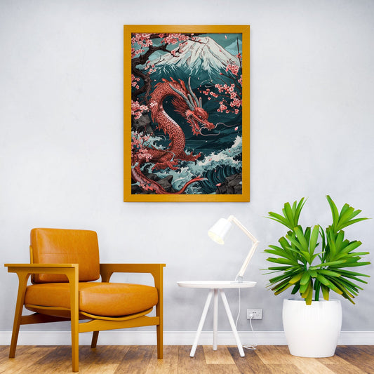 Cherry Blossom Dragon Asian Style Poster | Wall Art for Home & Office | High-Quality Print - High-Quality Visual Display
