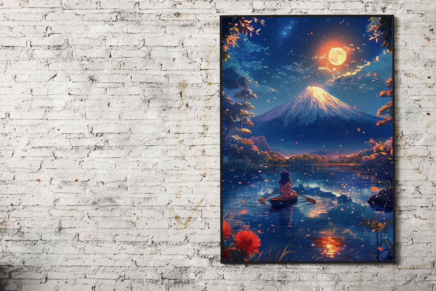 Cherry Blossom Fuji Mount Asian Style Poster | Wall Art for Home & Office | High-Quality Print