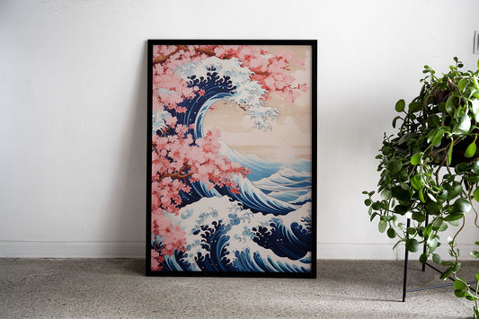 Cherry Blossom Great Wave Asian Style Poster | Wall Art for Home & Office | High-Quality Print - High-Quality Visual Display