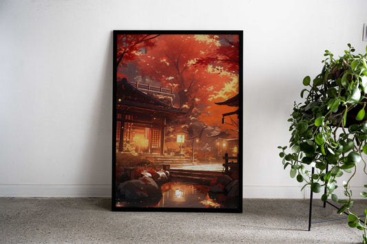 Cherry Blossom Japan House Asian Style Poster | Wall Art for Home & Office | High-Quality Print - High-Quality Visual Display
