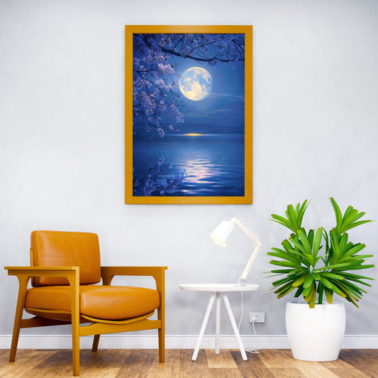 Cherry Blossom Moon Night Asian Style Poster | Wall Art for Home & Office | High-Quality Print - High-Quality Visual Display